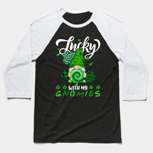 Happy St. Patrick's Day Leopard Tie Dye Shamrock Gnome Baseball T-Shirt